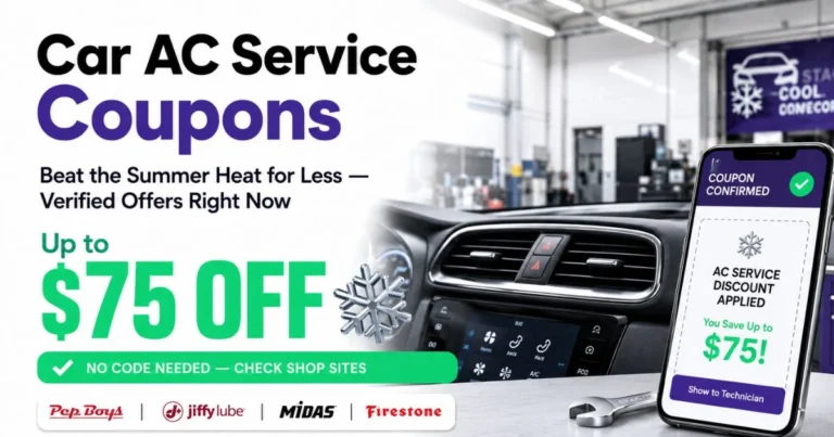 Car air conditioner service coupons from top US chains with verified savings up to $75 off
